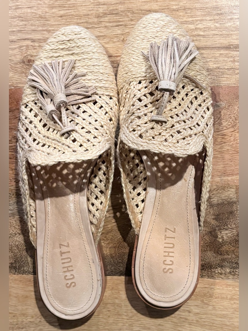 Schutz Polyni Woven Tassel Slide Natural 9.5 - Picture 7 of 12
